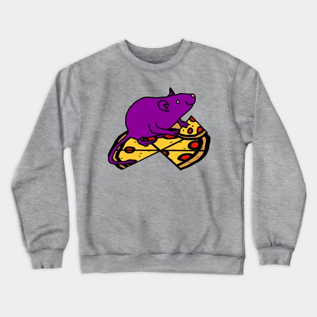 Hungry Purple Rat with Pizza Crewneck Sweatshirt by ellenhenryart